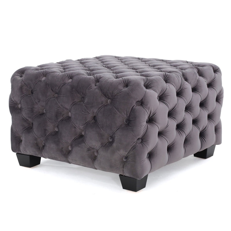 Modern Glam Ottoman with Upholstery and Button Tufted Design by HouseOfZazla