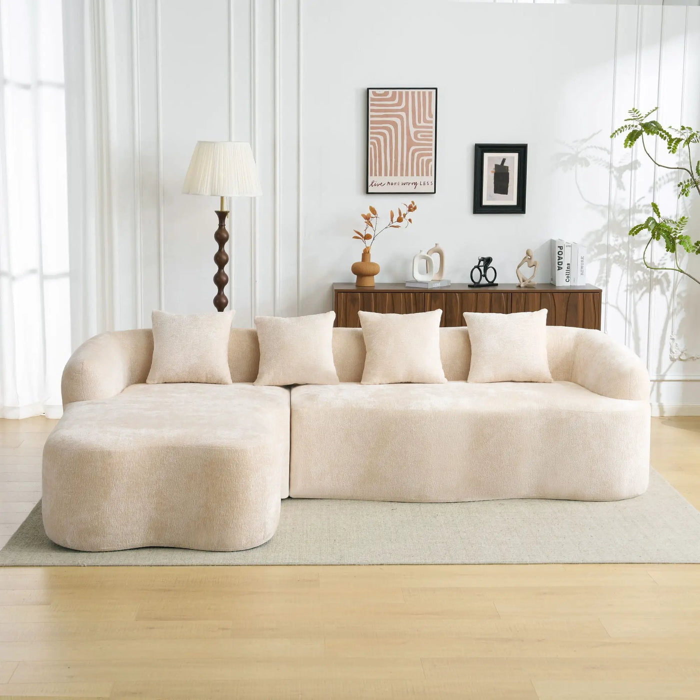 Modular L-Shape Sectional Sofa With Curved Chaise by HouseOfZazla