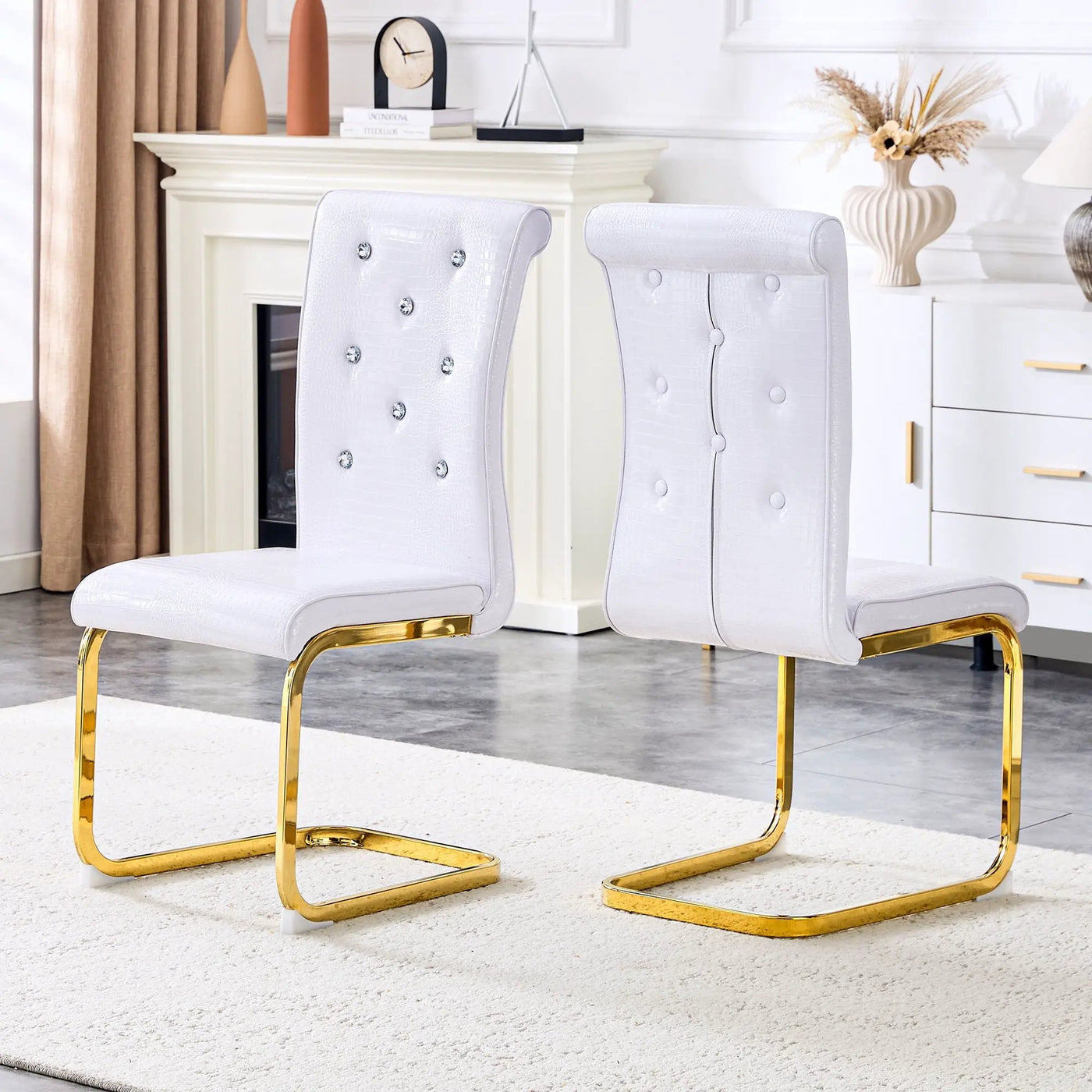 Elegant Design Alligator Skin Upholstered Dining Chairs by HouseOfZazla