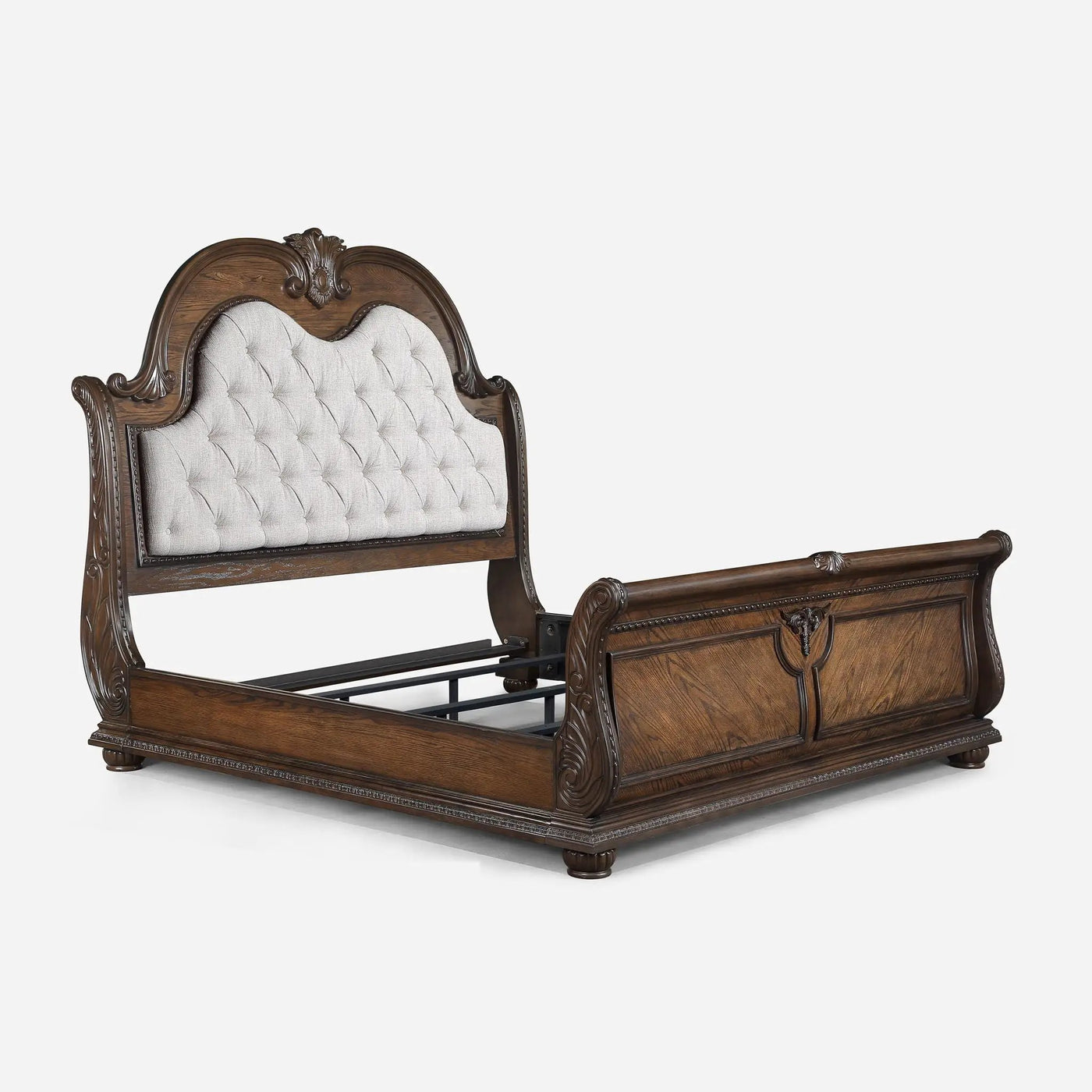 Traditional Style Button Tufted Headboard Sleigh Bed by Unique Piece Furniture