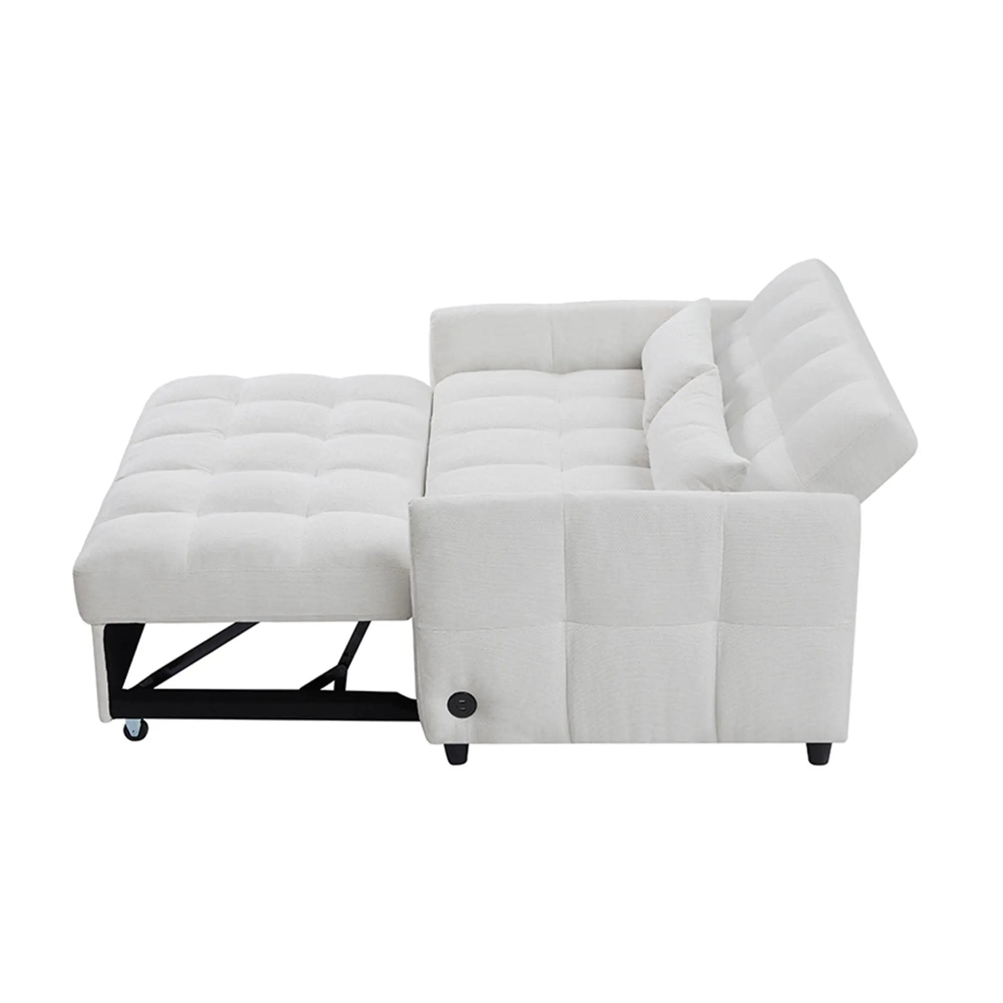 Loveseat Sofa Pull-Out Bed With Adjustable Backrest, 3 USB Ports And 2 Lumbar Pillows For Living Room by HouseOfZazla