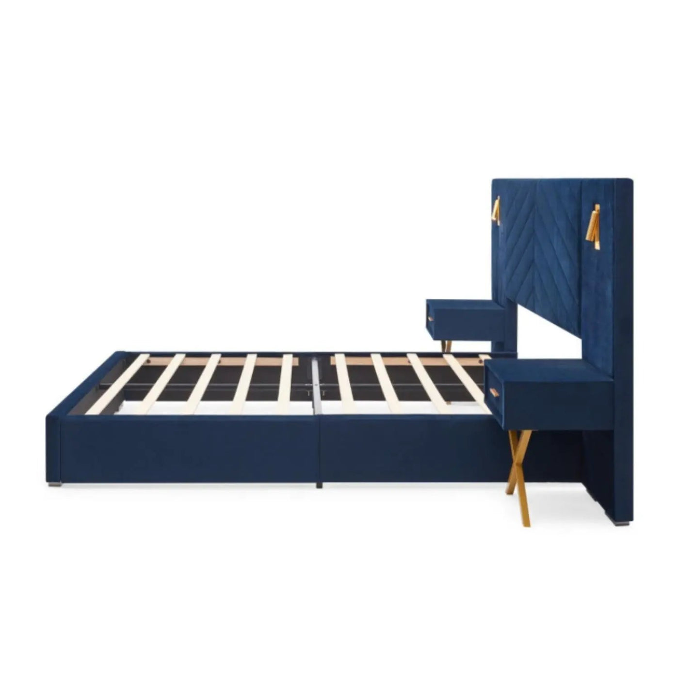 Comfortable Upholstered Bed With Vertical Channel Tufted Wingback Headboard by HouseOfZazla