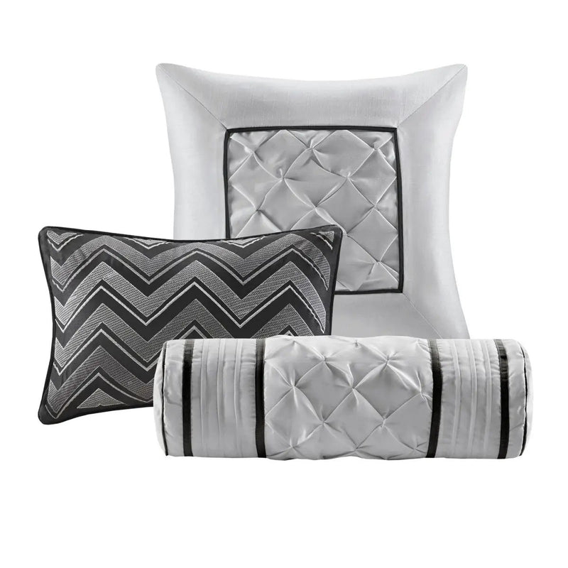 7 Piece Tufted Comforter Set Black King by HouseOfZazla