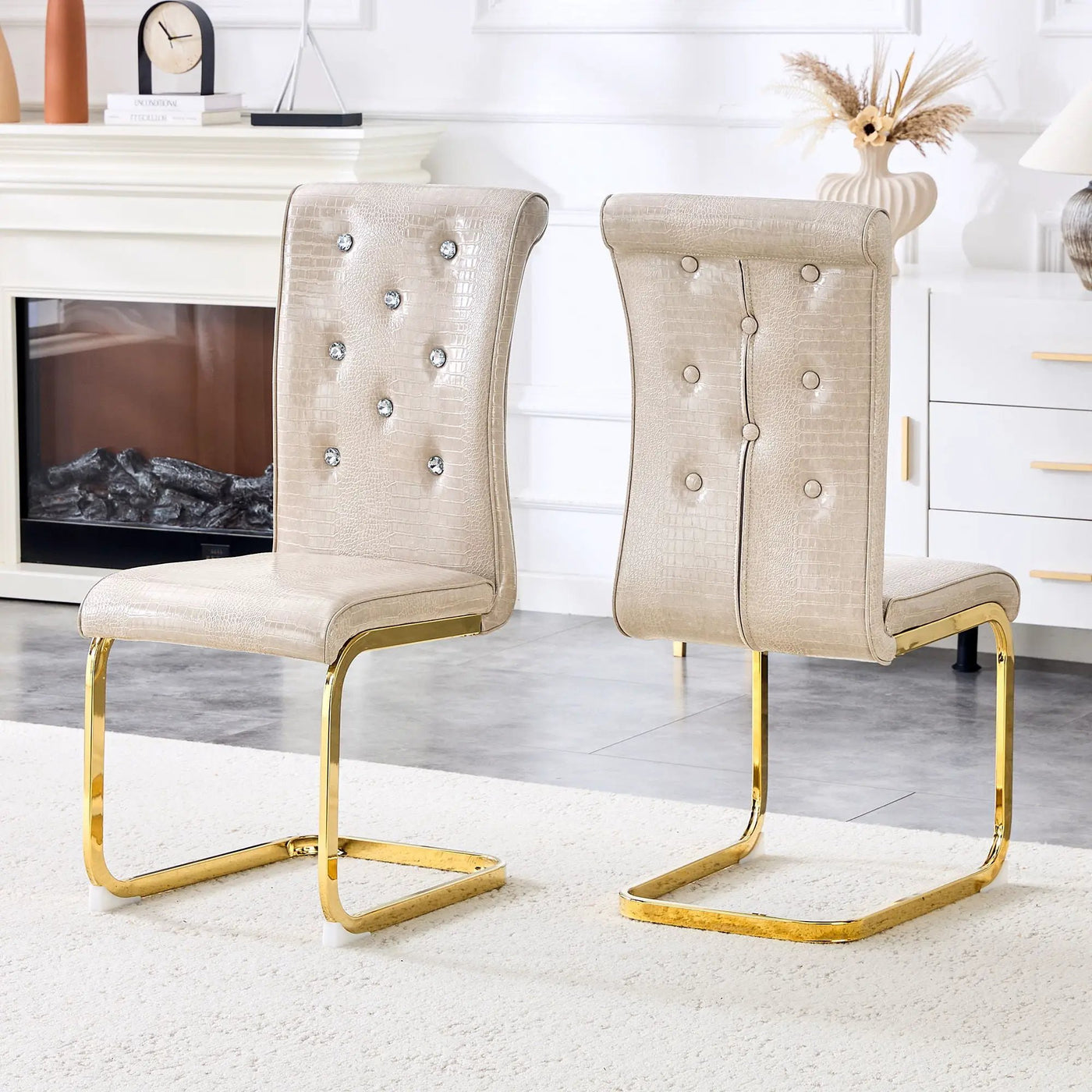 Elegant Design Alligator Skin Upholstered Dining Chairs by HouseOfZazla
