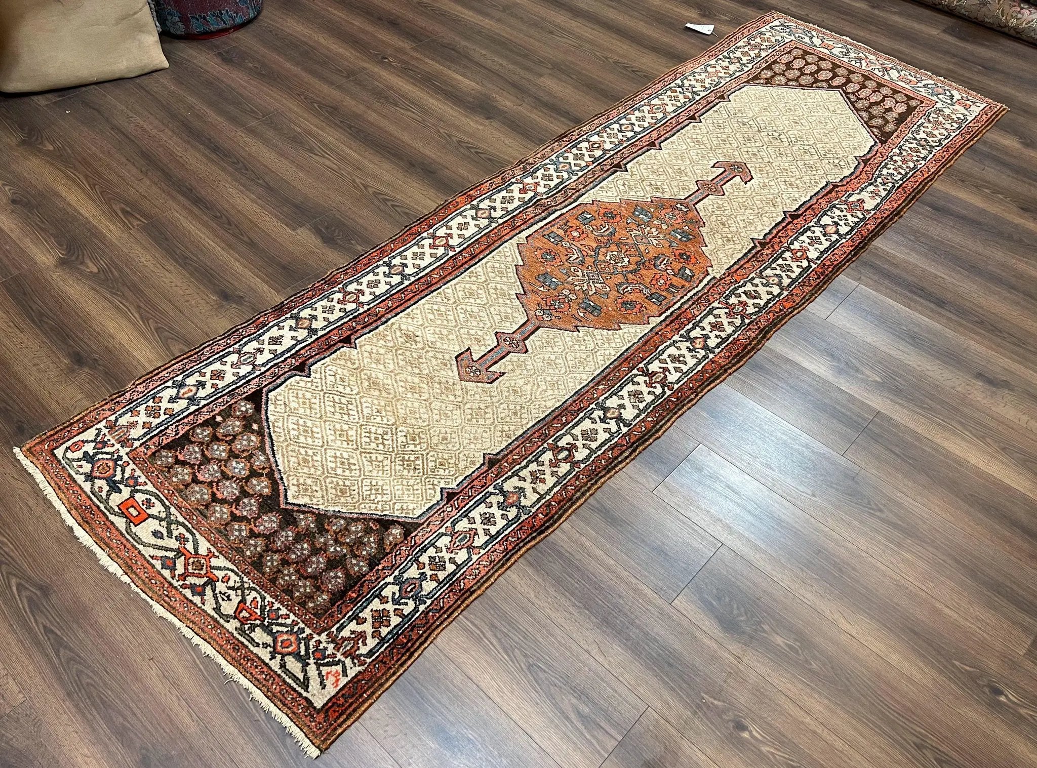 Rare Persian Tribal Runner Rug 3.5 x 10, Sarab Serab Kalegy Carpet, Antique 1920s Collectible Geometric Medallion Oriental Wool Runner, Hand Knotted, Camel Hair Color by Jewel Rugs