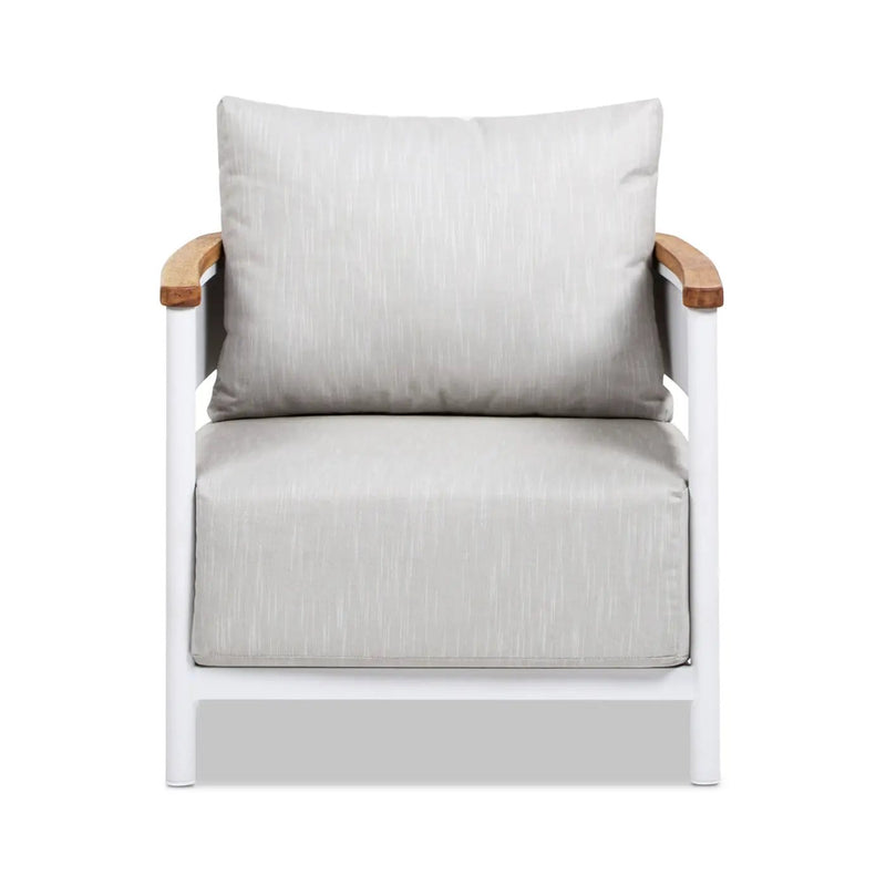 Rhodes 29" Upholstered Teak & Aluminum Patio Arm Chair Birch by HouseOfZazla