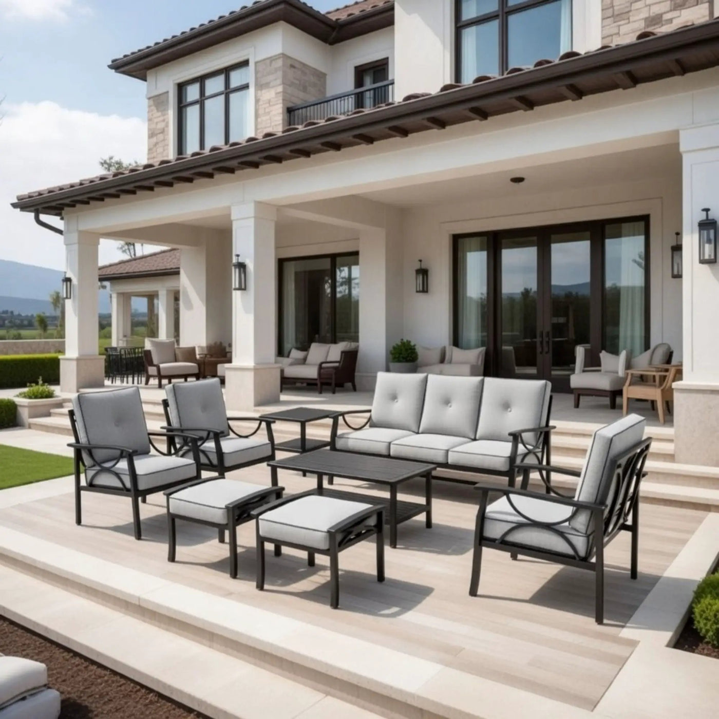 Patio Furniture Set with Coffee Table and Cushions for Backyard by HouseOfZazla