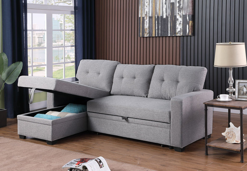 Upholstered Pull Out Sectional Sofa With Chaise by HouseOfZazla