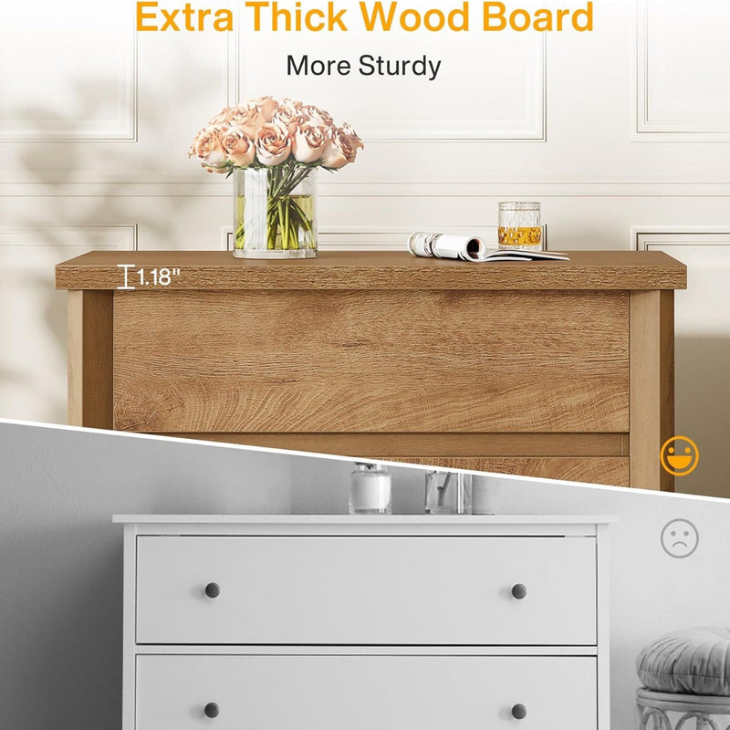 Nightstand With 3 Drawers, Bedside Table, Compact Storage - Brown by HouseOfZazla
