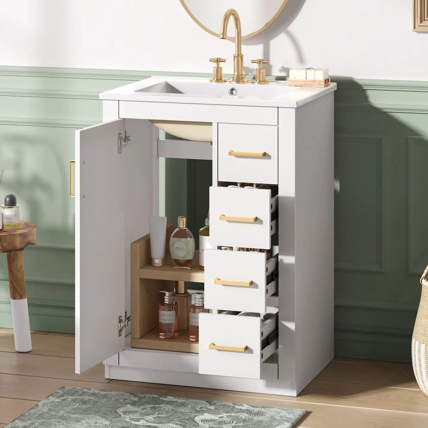 Modern Bathroom Vanity With 1 Door And 3 Drawers by Unique Piece Furniture
