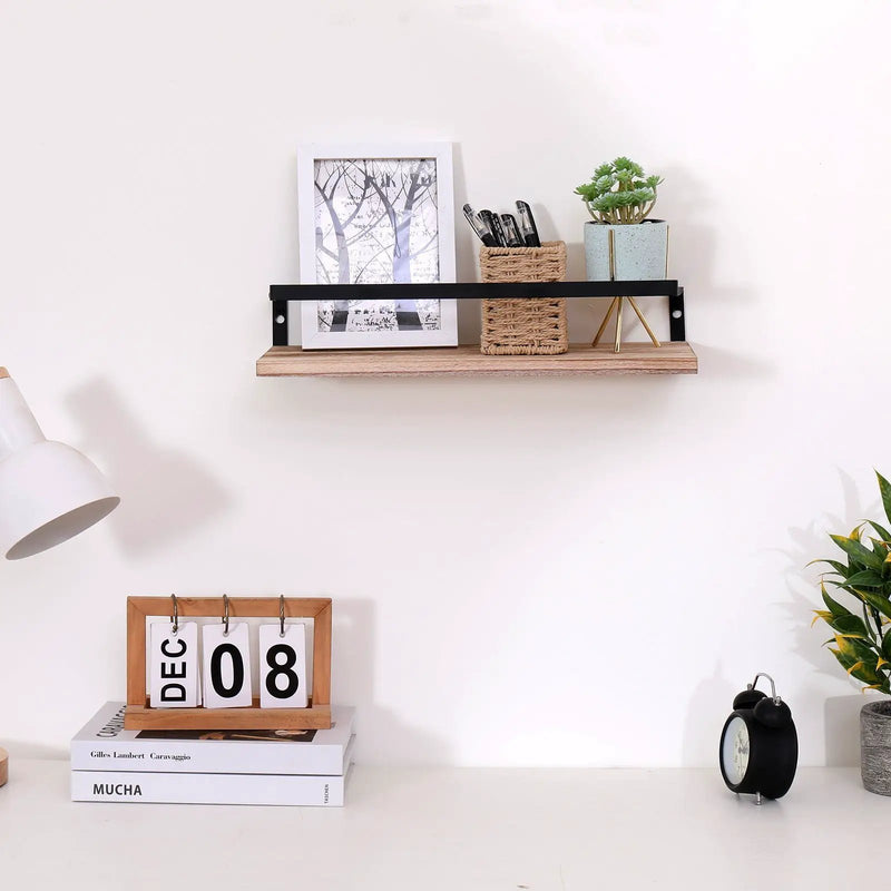 Floating Shelves, Long Wall Shelves (Set of 2) Wall Mounted Shelves With Brackets For Bedroom - Natural Wood by Unique Piece Furniture
