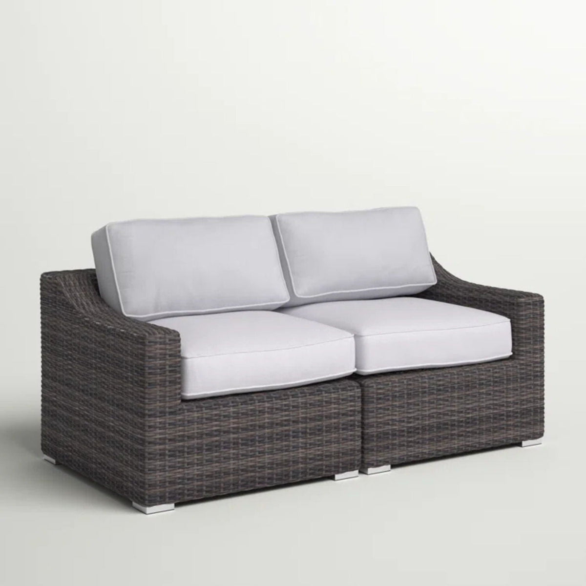 Wide Outdoor Loveseat with Cushions - Weather-Resistant Wicker, Dark Gray or Dark Brown, photo 3 of 14