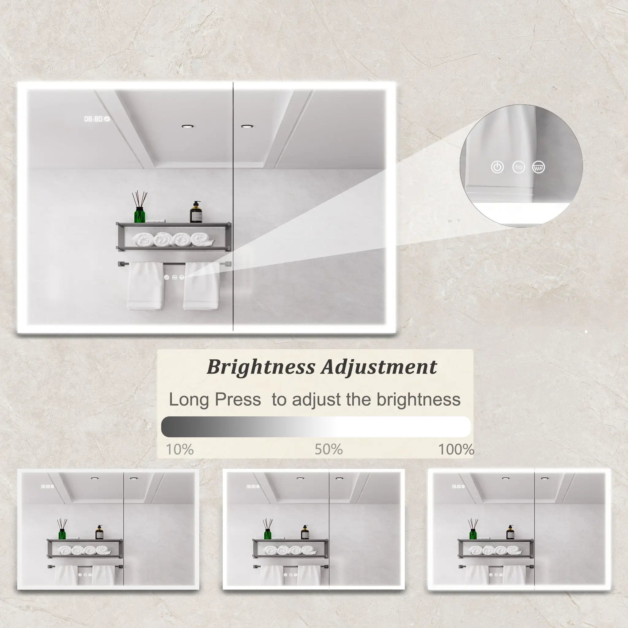 Bathroom Medicine Cabinet With Lights, LED Medicine Cabinet With Mirror, Lighted Medicine Cabinet With Defogger by Unique Piece Furniture