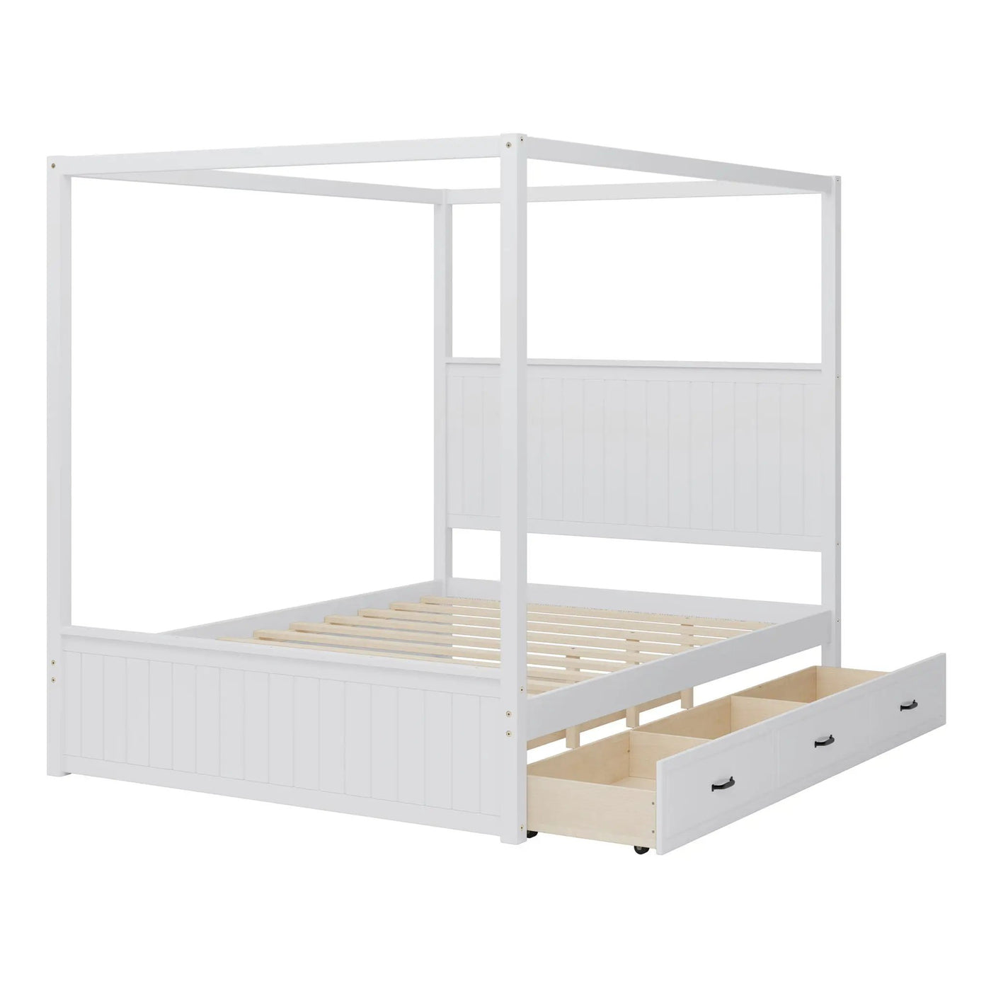 Canopy Platform Bed With Trundle And 3 Storage Drawers by HouseOfZazla