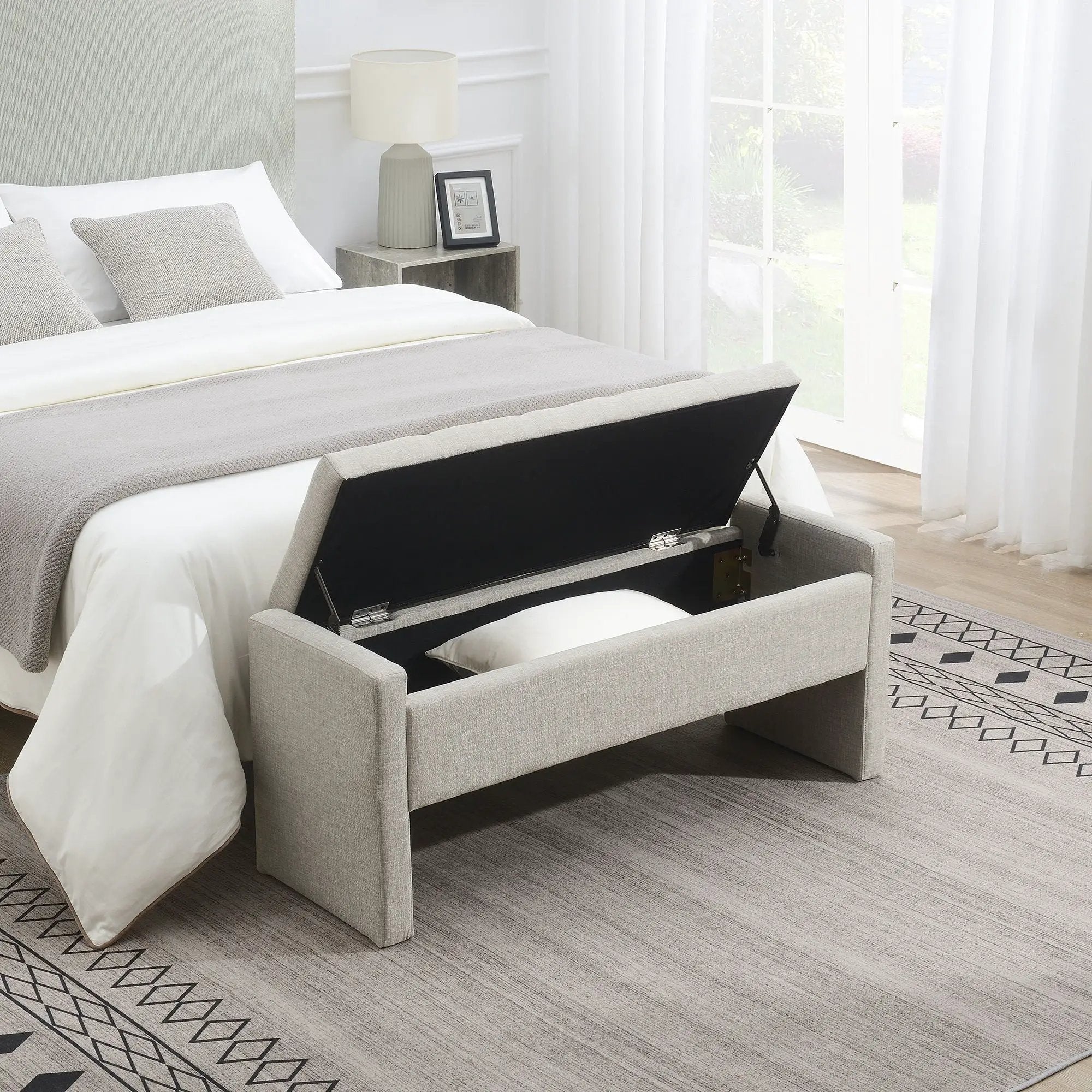 Modern Upholstered Large Bed End Bench With Storage by Unique Piece Furniture