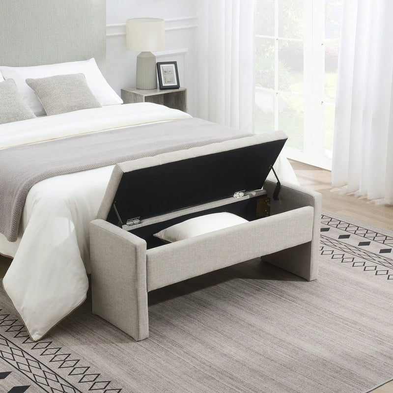 Modern Upholstered Large Bed End Bench With Storage by Unique Piece Furniture