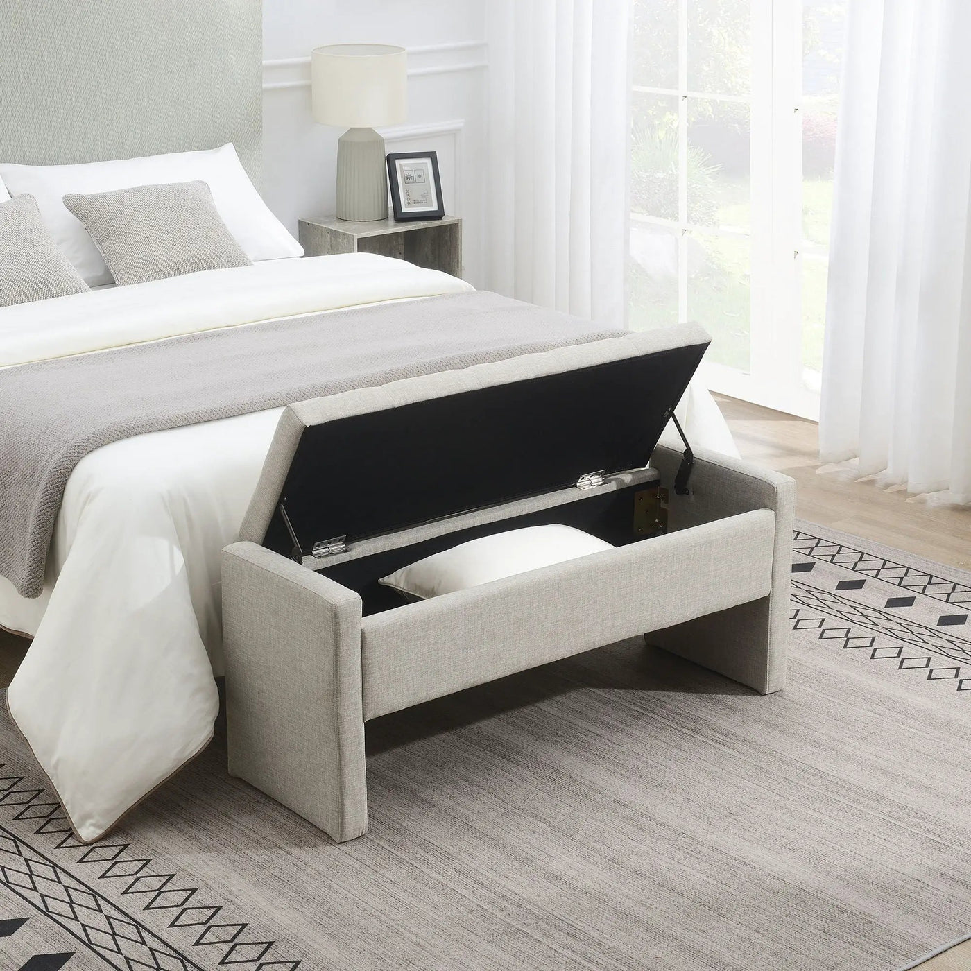 Modern Upholstered Large Bed End Bench With Storage by Unique Piece Furniture