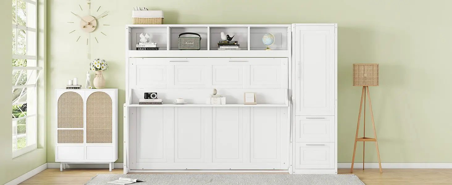 Space Saving Murphy Wall Bed With Closet And Drawers