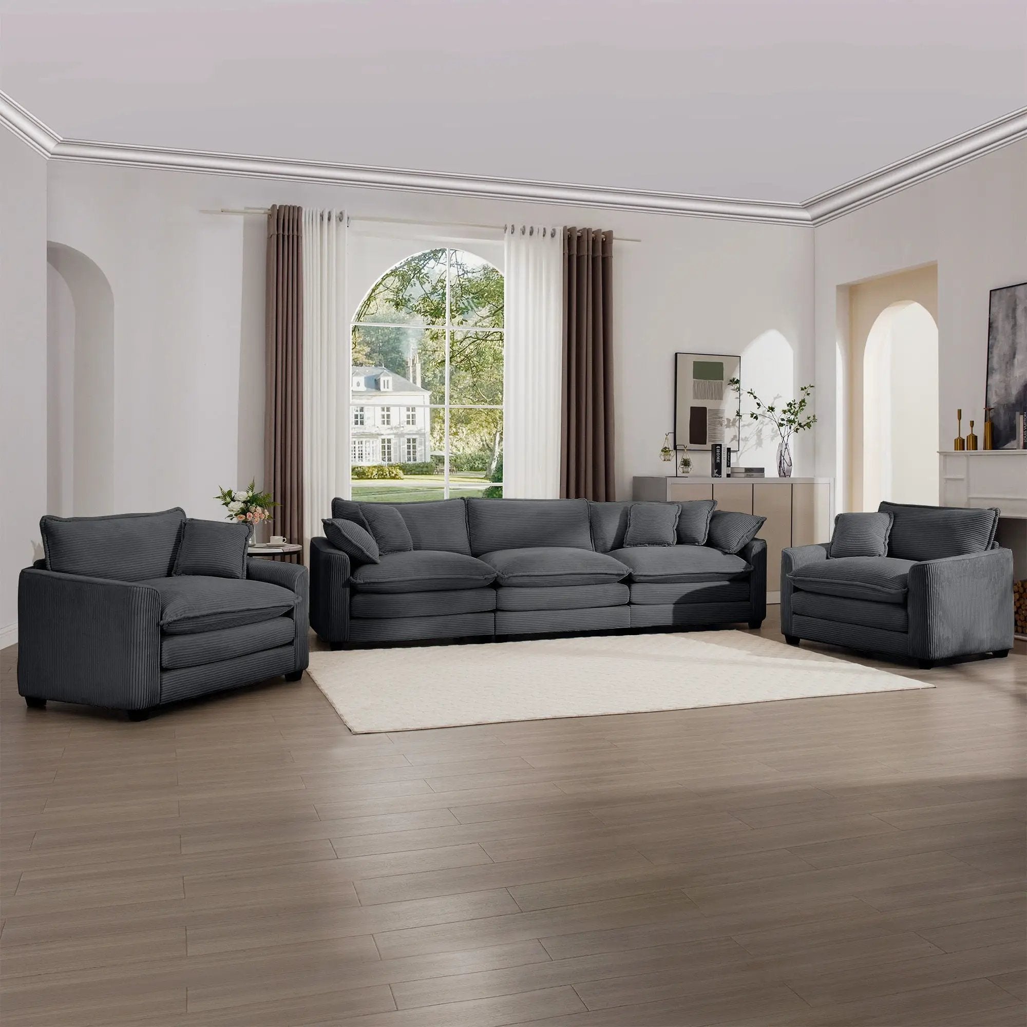 Elegant Oversized Sectional Sofa Set With Deep Seats And Flexible Layout by HouseOfZazla