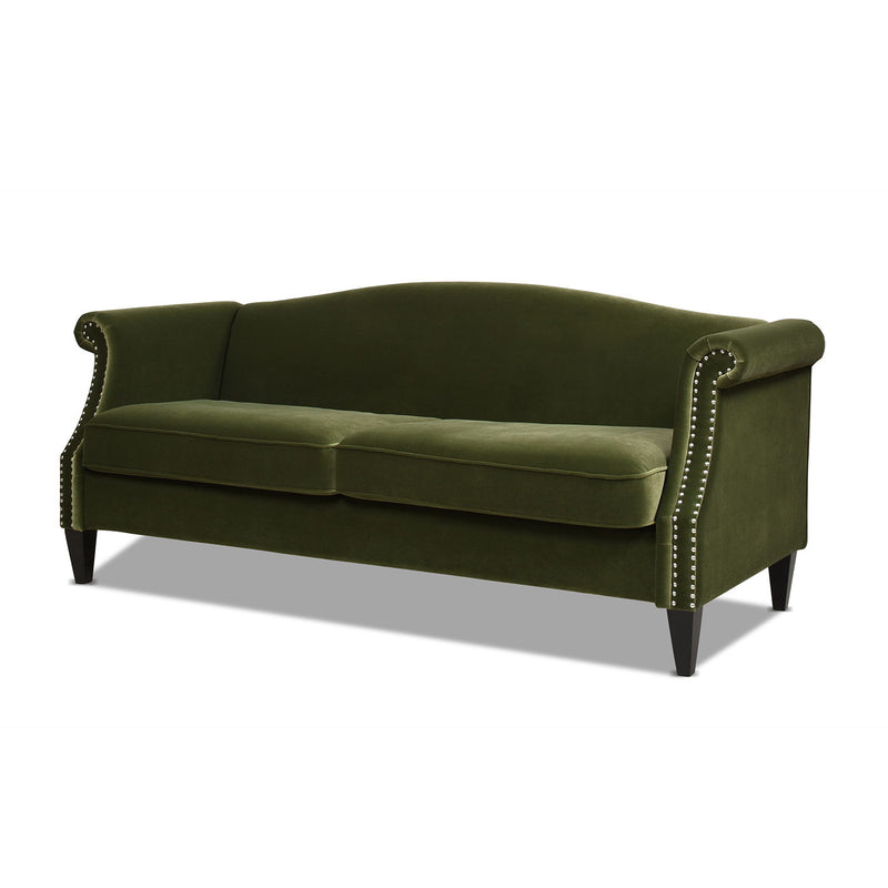 Green Camel Back Small Space Sofa with Performance Upholstery