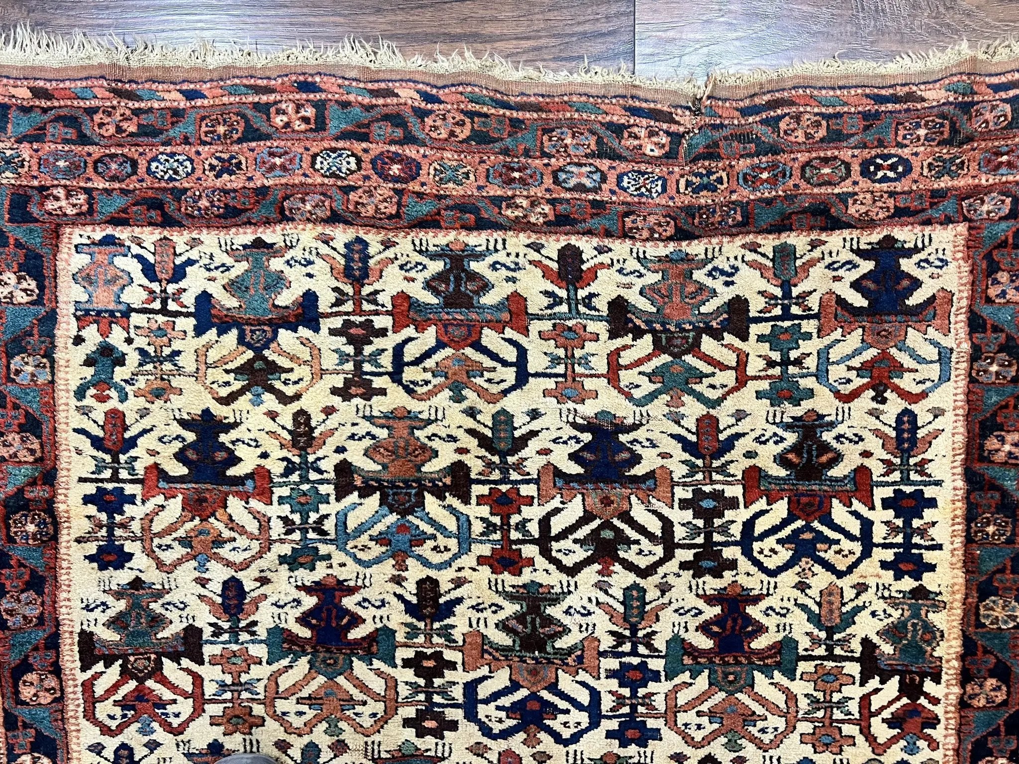 Persian Afshar Rug 5x6, Allover Repeated Motif, Wool Tribal Carpet, Handmade Semi Antique Rug by Jewel Rugs