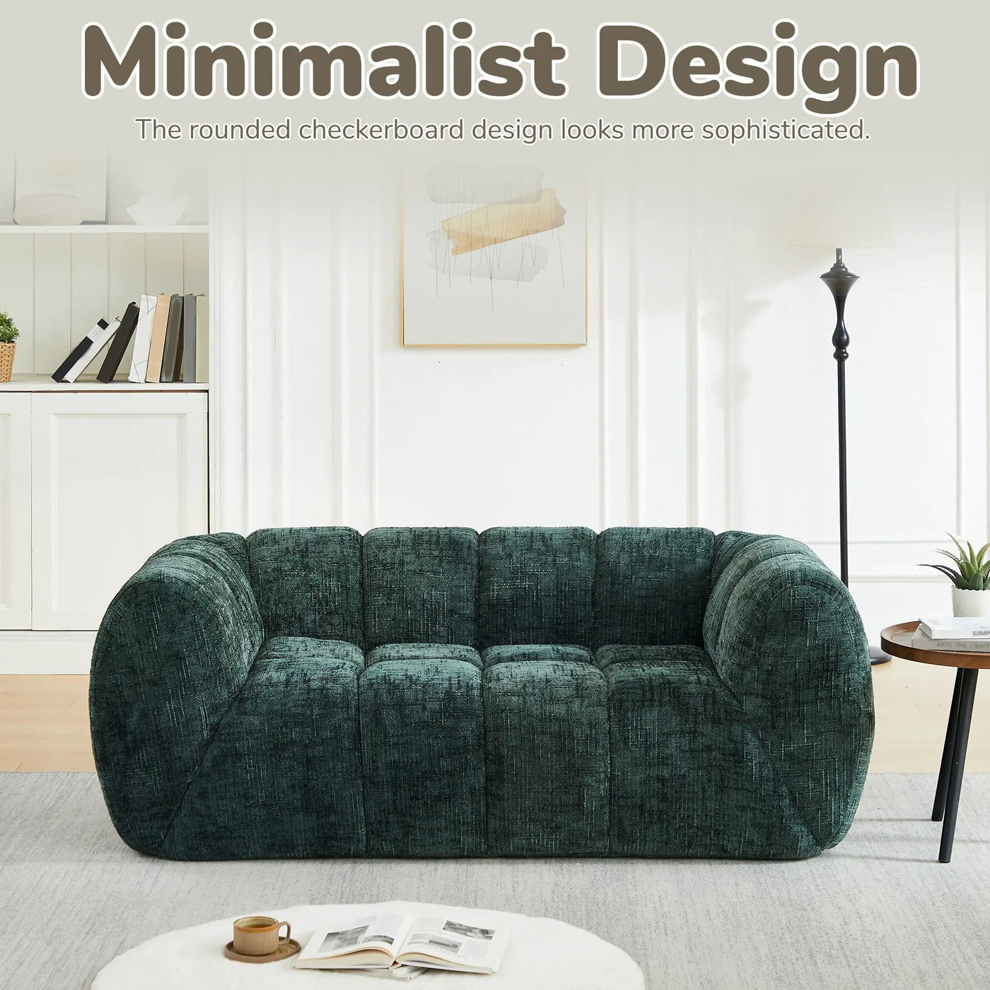 Quilted Cloud Sofa With Rounded Armrests And Piano Key Backrest Design by HouseOfZazla