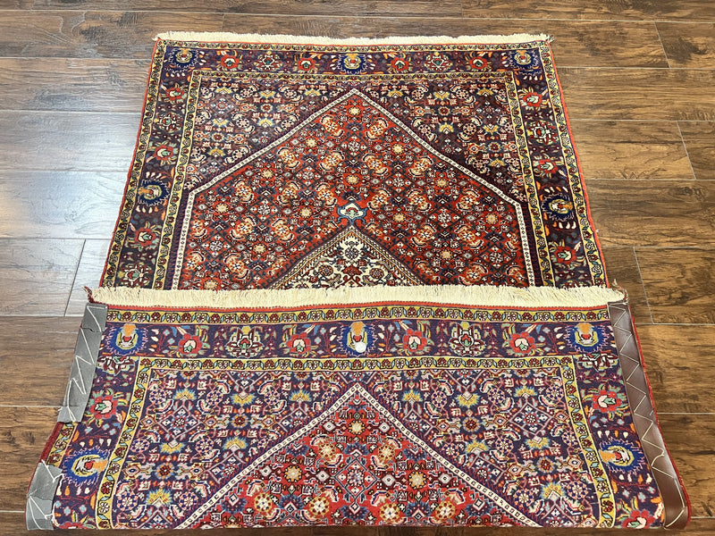 Persian Bidjar Rug 4x6, Handmade Oriental Carpet, Fine Weave, Herati Mahi Pattern, Vintage, Red, 300 KPSI by Jewel Rugs