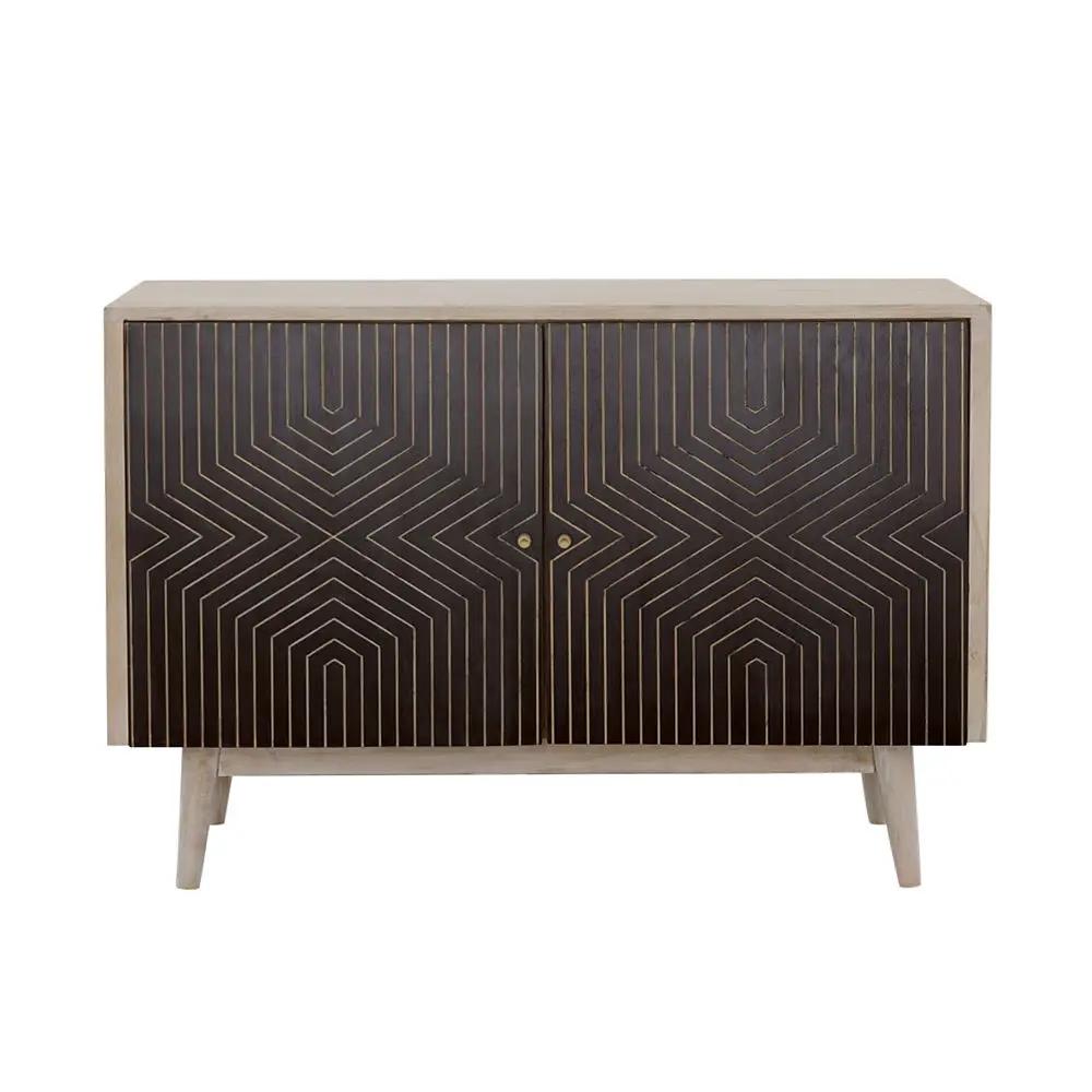 Ixora 2-door Wood Accent Cabinet White Washed and Black by Unique Piece Furniture