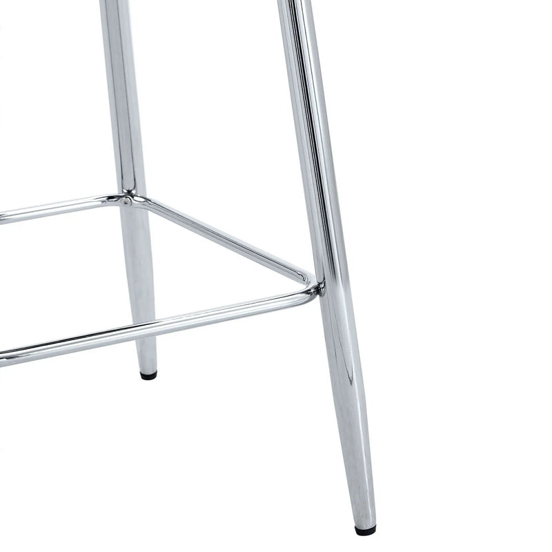 Modern Bar Chair Set Streamlined Backrest Metal Legs 2 Pieces - Black / Silver by HouseOfZazla