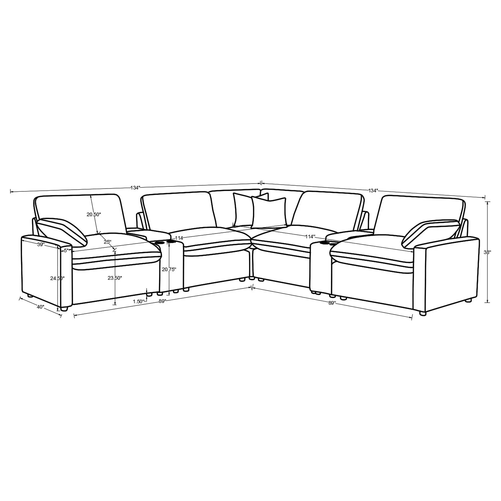 Collins 7-piece Modular Power Reclining Sectional Dark Grey by Unique Piece Furniture