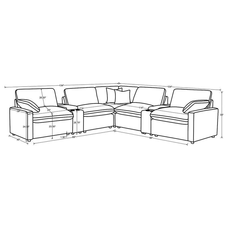Collins 7-piece Modular Power Reclining Sectional Dark Grey by Unique Piece Furniture