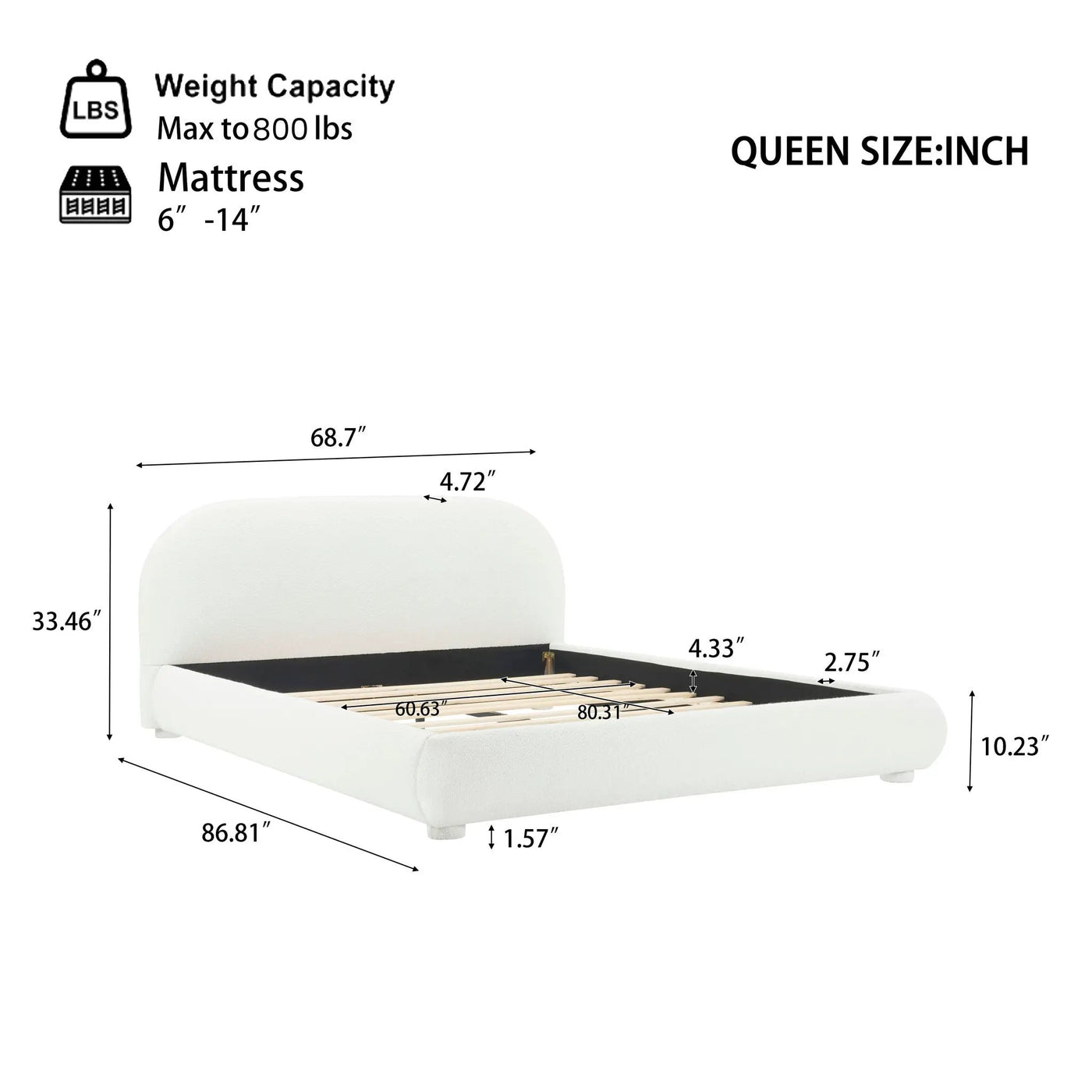 Upholstered Simple Modern Bedroom Bed With Curved Headboard by HouseOfZazla
