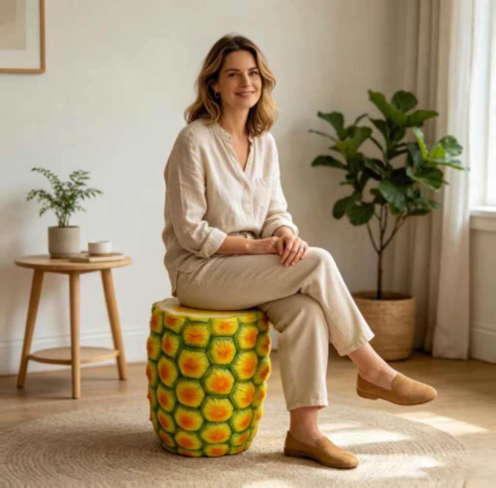 14" Oversized Pineapple Shaped Resin Stool by HouseOfZazla