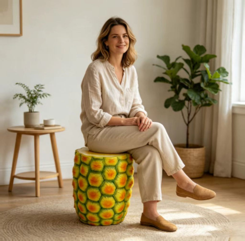 14" Oversized Pineapple Shaped Resin Stool by HouseOfZazla
