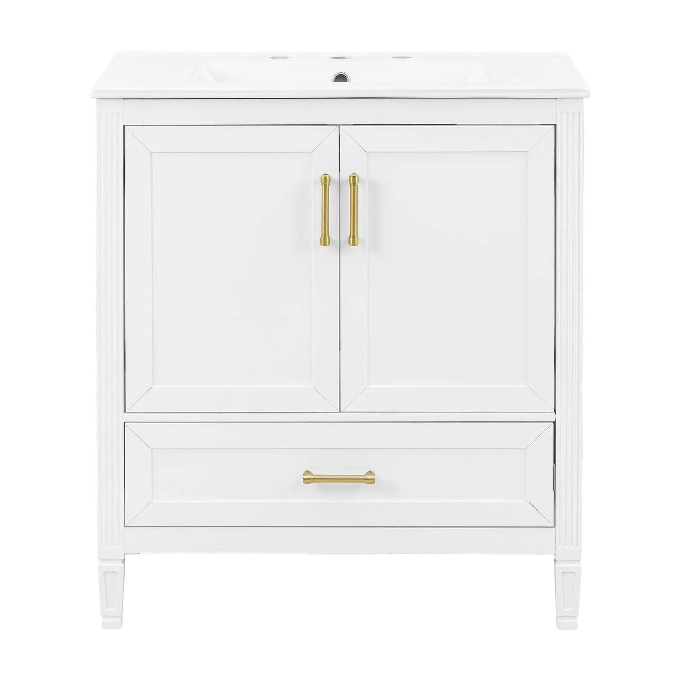 Elegant Fluted Bathroom Vanity With Sink, Soft Close Doors & Drawer by HouseOfZazla
