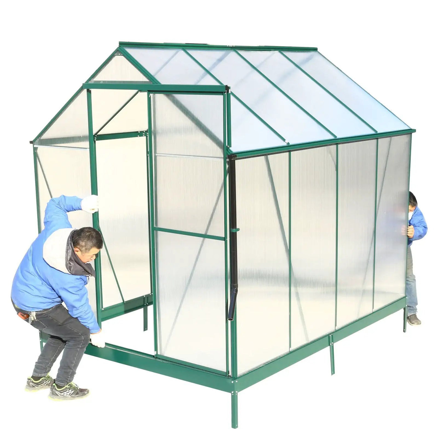 Polycarbonate house, Heavy Duty Outdoor Aluminum Walk-In House Kit With Rain Gutter, Vent And Door For Backyard Garden by HouseOfZazla