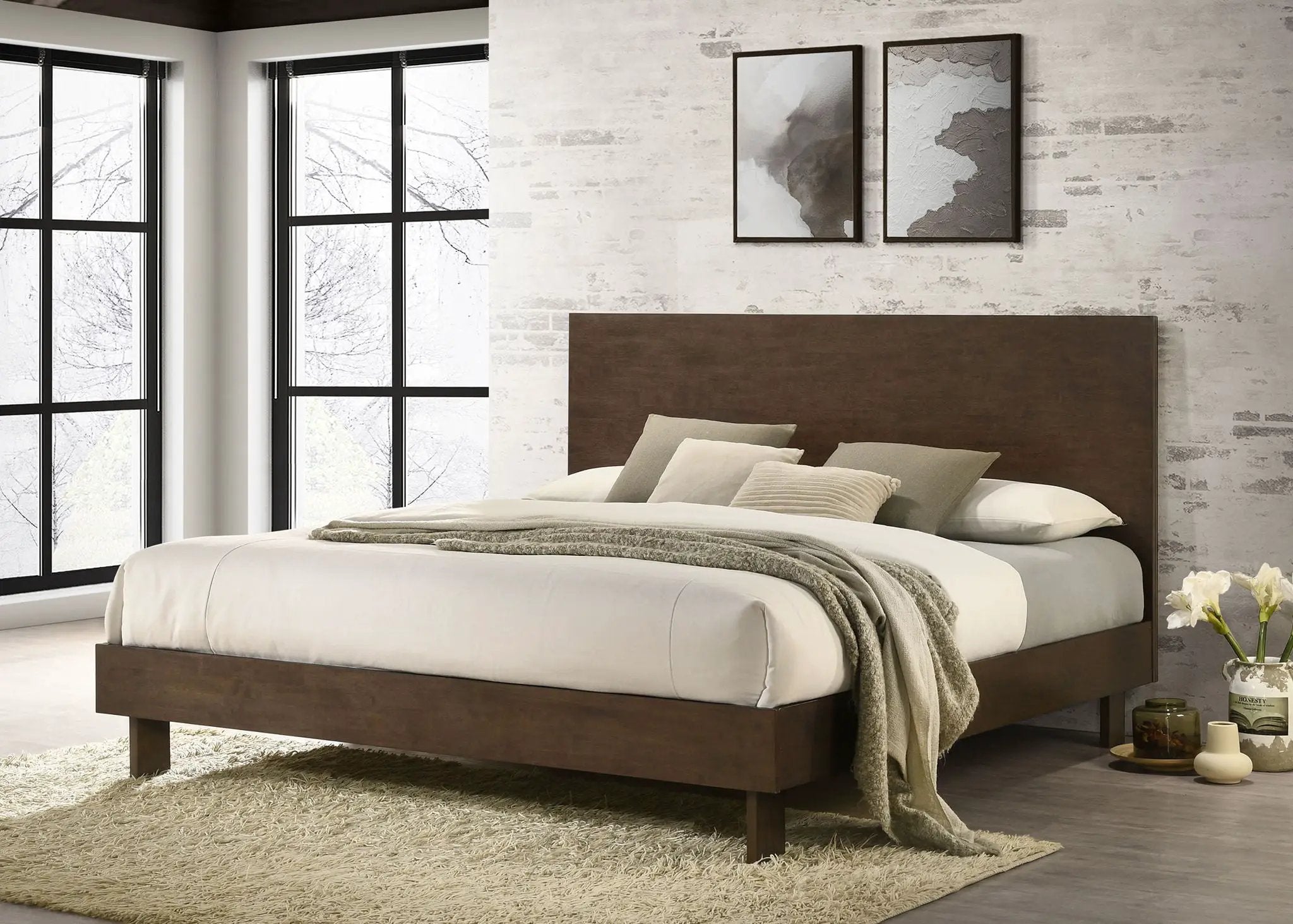 Glenwood 48-inch Eastern King Platform Panel Bed Warm Brown by Unique Piece Furniture