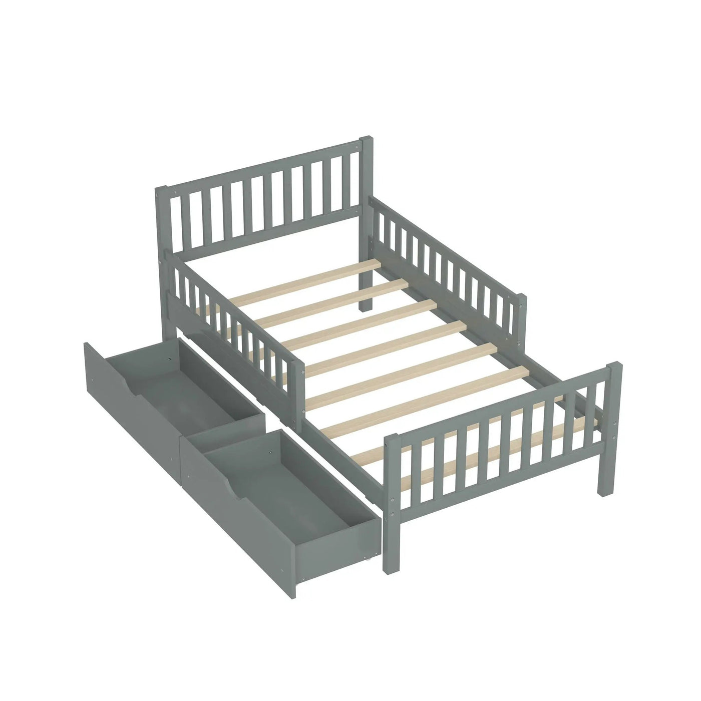 Platform Bed With Guardrails On Both Sides And 2 Storage Drawers by HouseOfZazla