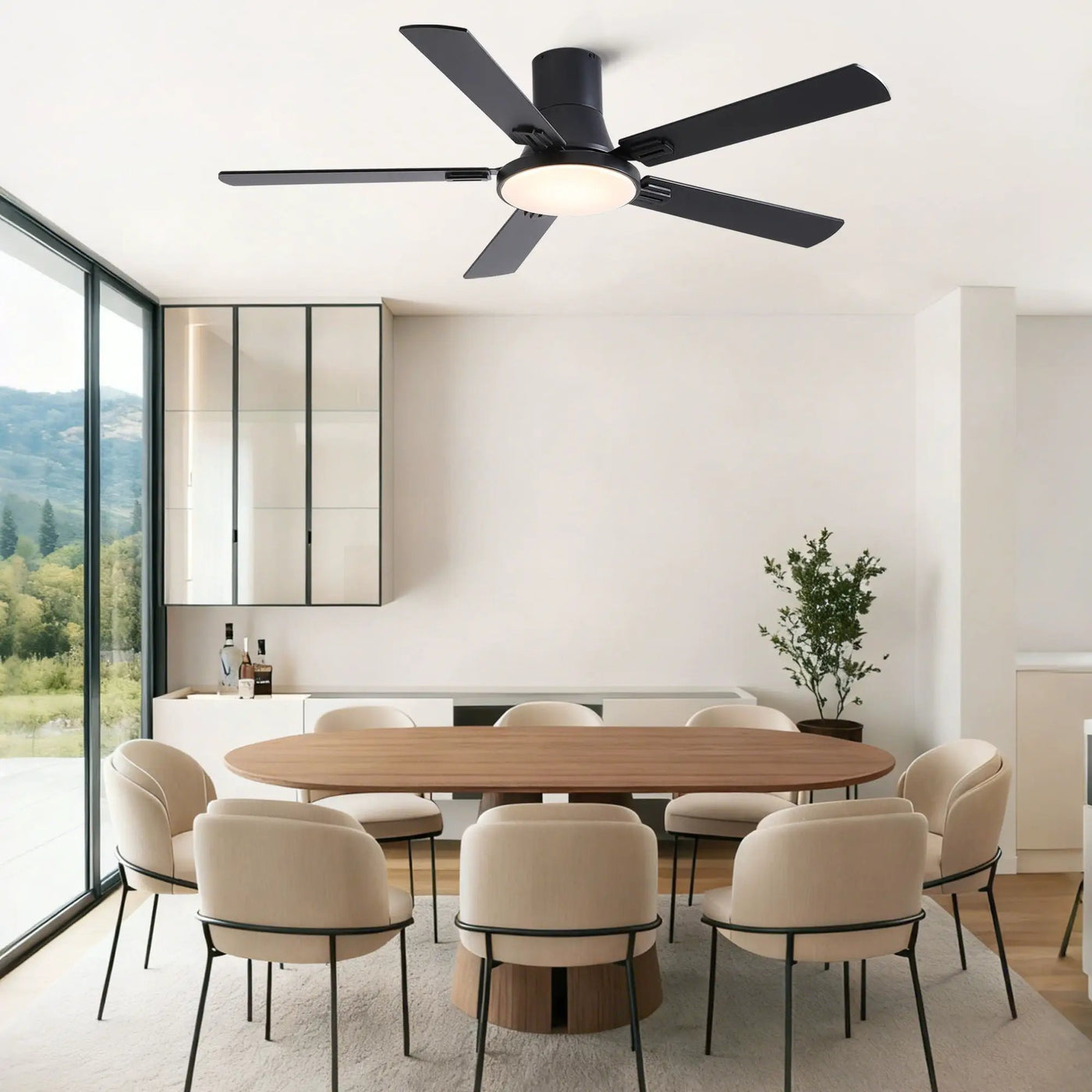 Flush Mount Ceiling Fans With LED Light And Remote Control, 5 Blades by HouseOfZazla