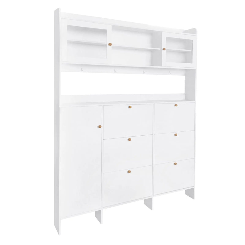 On Trend Multifunctional Tipping Bucket Shoe Cabinet With Storage Shelf & 6 Flip Drawers by HouseOfZazla