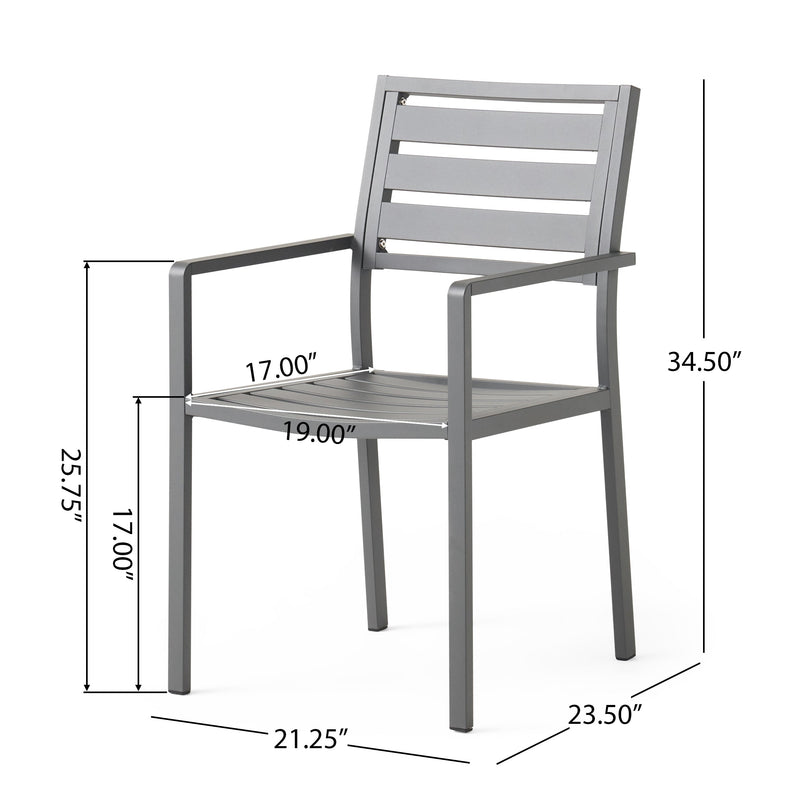Outdoor Modern Aluminum Dining Chair (Set of 2), Gun Metal Gray by HouseOfZazla
