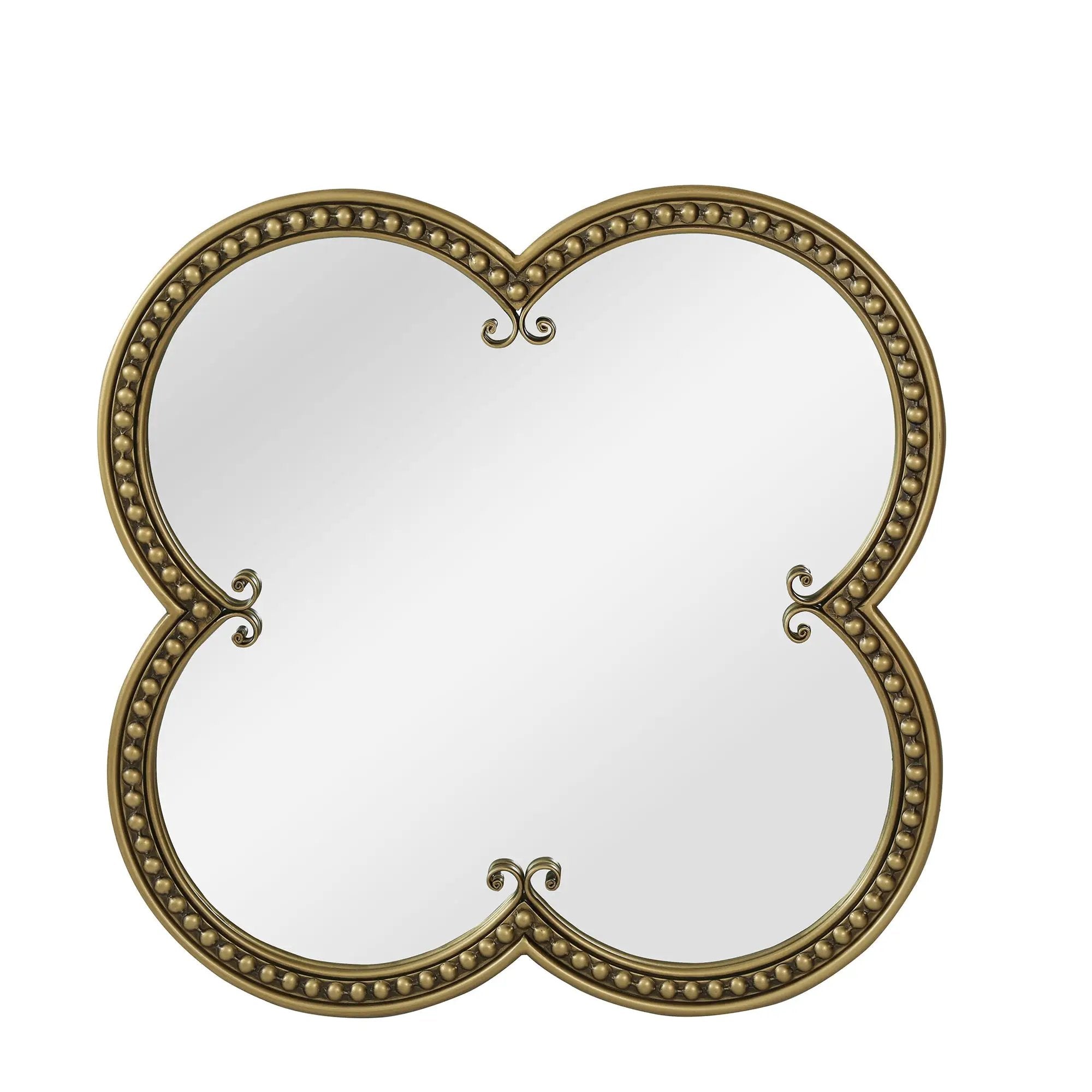 Quatrefoil Mirror with Large Beaded Metal Frame by HouseOfZazla