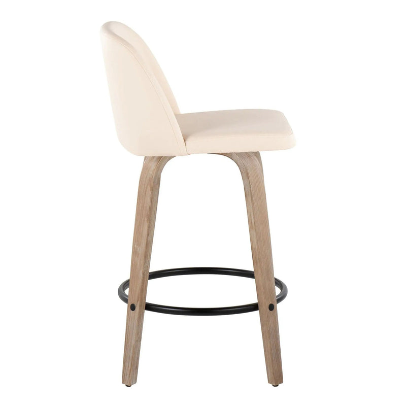 Toriano - Contemporary Fixed-Height Counter Stool & Swivel With Round Footrest (Set of 2) by Unique Piece Furniture