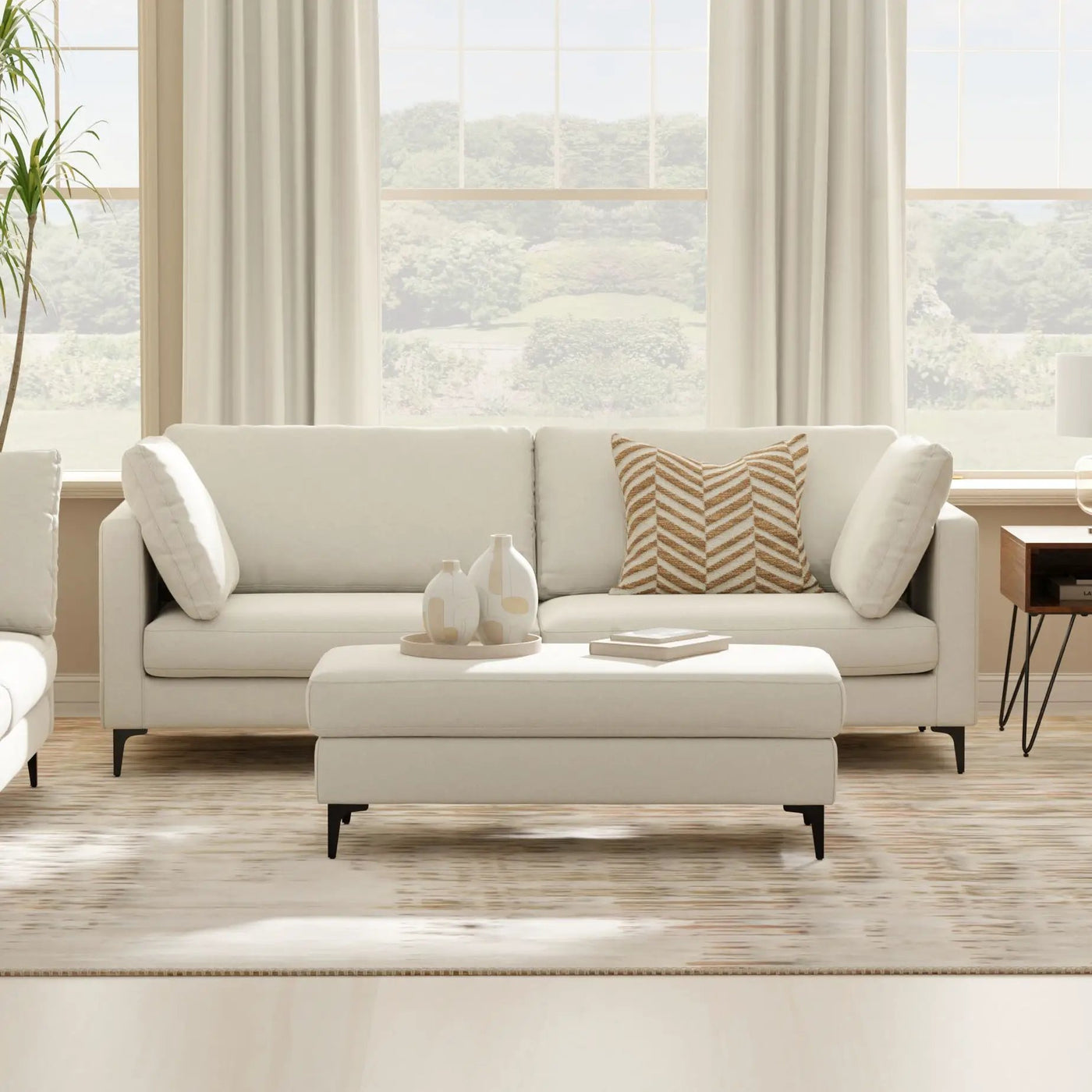 Ava - Mid Century Sofa With Ottoman Set by Unique Piece Furniture