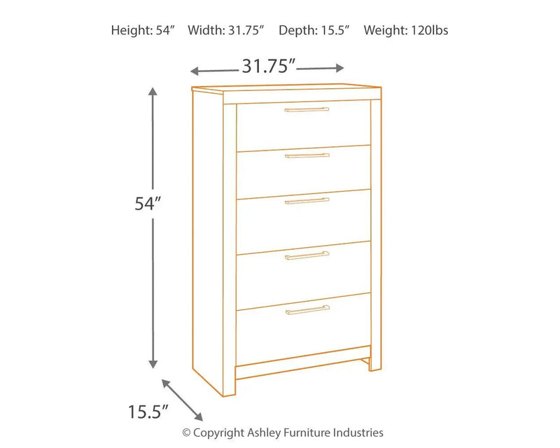 Derekson - Five Drawer Chest - Multi Gray by Unique Piece Furniture