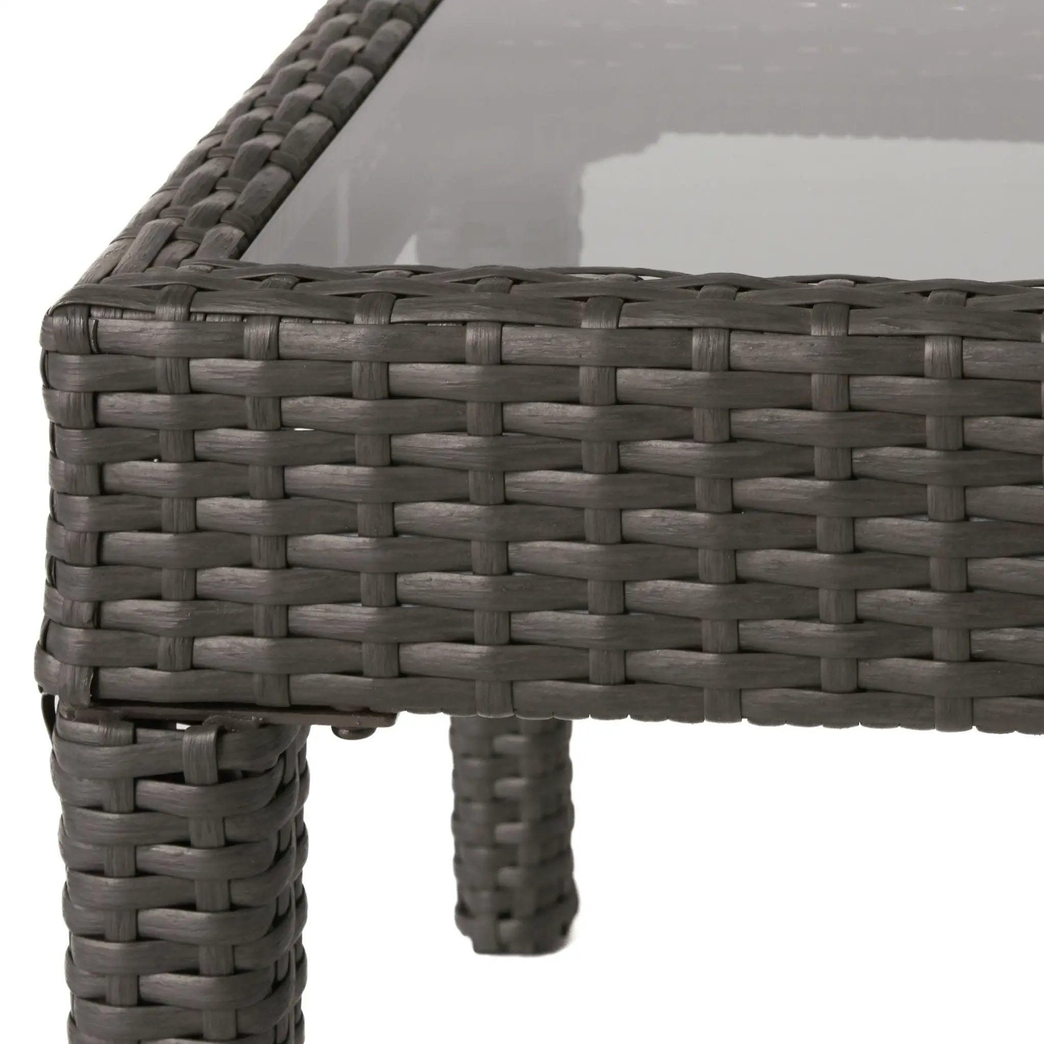 Contemporary Antibes Loveseat & Table Set Outdoor - Gray by HouseOfZazla