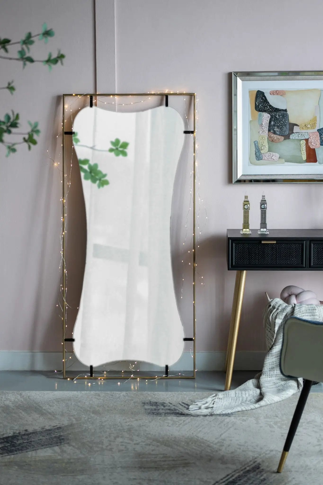 Poppy Mirror With Metal Frame Contemporary Design For Bathroom, Entryway Wall Decor by HouseOfZazla