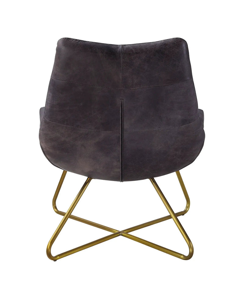Dhalsim - Accent Chair - Antique Ebony Top Grain Leather by Unique Piece Furniture