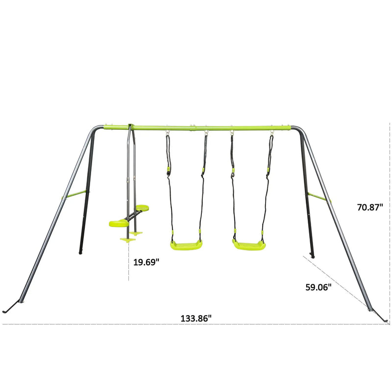 Xns081 Interesting Swingset With Plastic Safe Swing Set 440Lbs For Outdoor Playground For Age 3+ With Face To Face Without Tee - Lime Green by HouseOfZazla