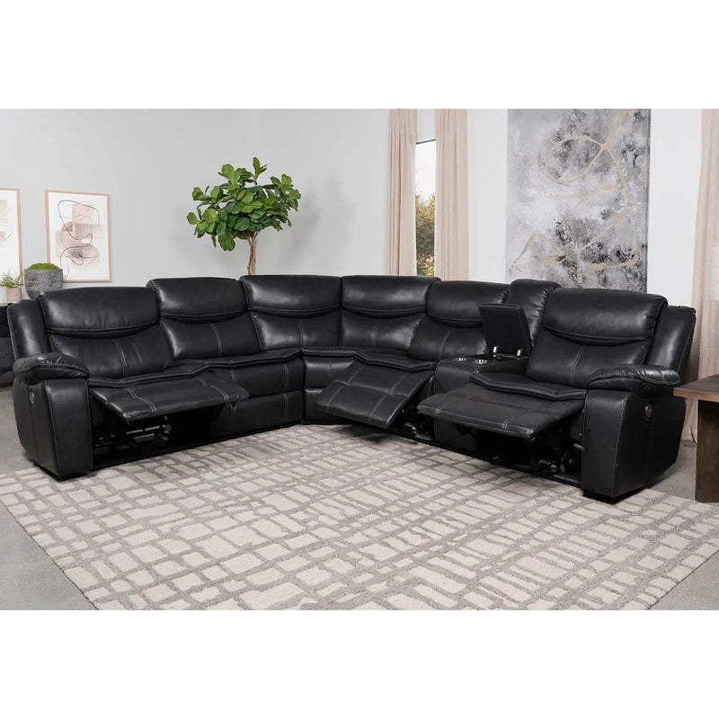 Salerno - Upholstered Power Reclining Sectional Sofa - Dark Gray